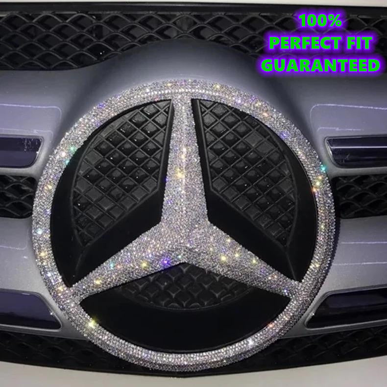 Mercedes Emblem Logo Badge Black Bling Carbon Fibre Bejeweled Diamond  Crystal Car Emblem A B C E CLA GLA GLK SLK