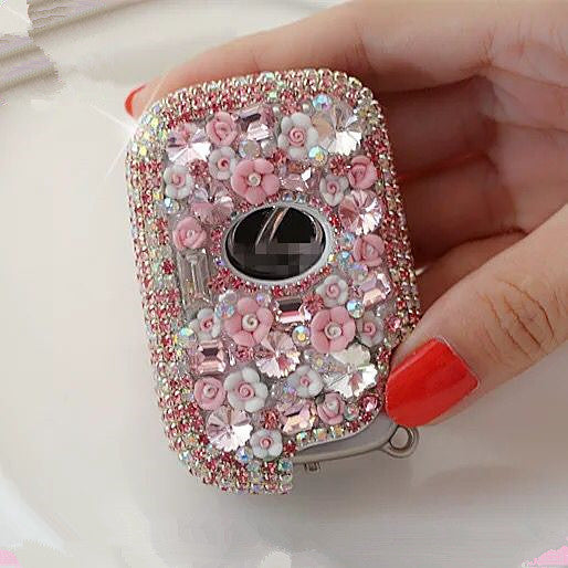 Pink Bling Key Holder with Rhinestones for Lexus