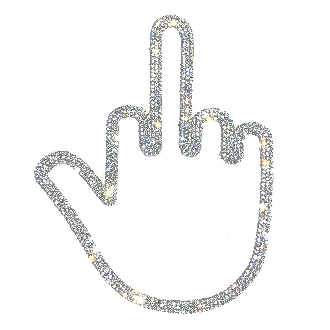 Middle Finger Bling Decal, Car Rear Trunk Bumper Sticker, Sparkly Lightening Bounce-Off High-Beam Reflective Sticker 6'' Height