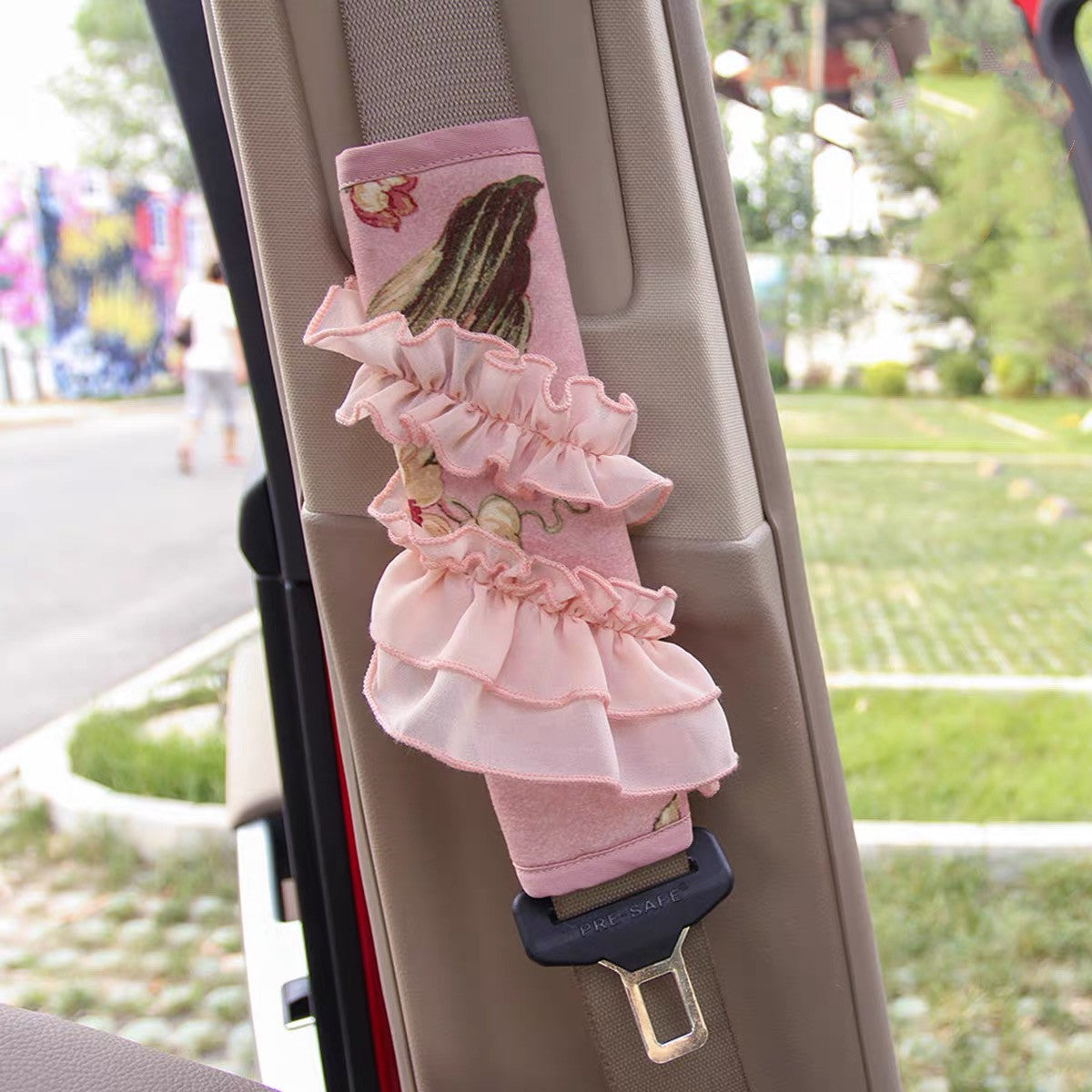 Handmade pink seatbelt top rosette