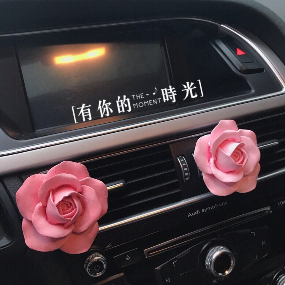 Pink Rose Floral Car Air Vent Decoration with Freshener DIY clip