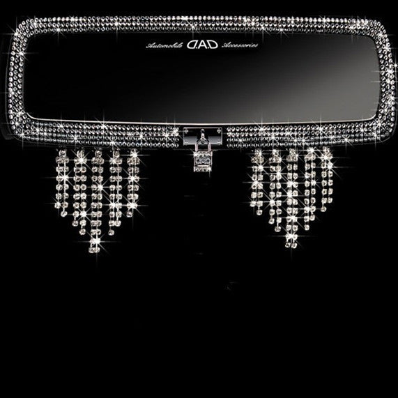 Bling Car Rear View Mirror Crystal Tassels Pendants - Carsoda - 1