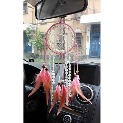 MINI-FACTORY Car Mirror Hanging Accessories Rearview Mirror Hanging  Decoration Pink Dream Catcher Decor for Car / Home / Office