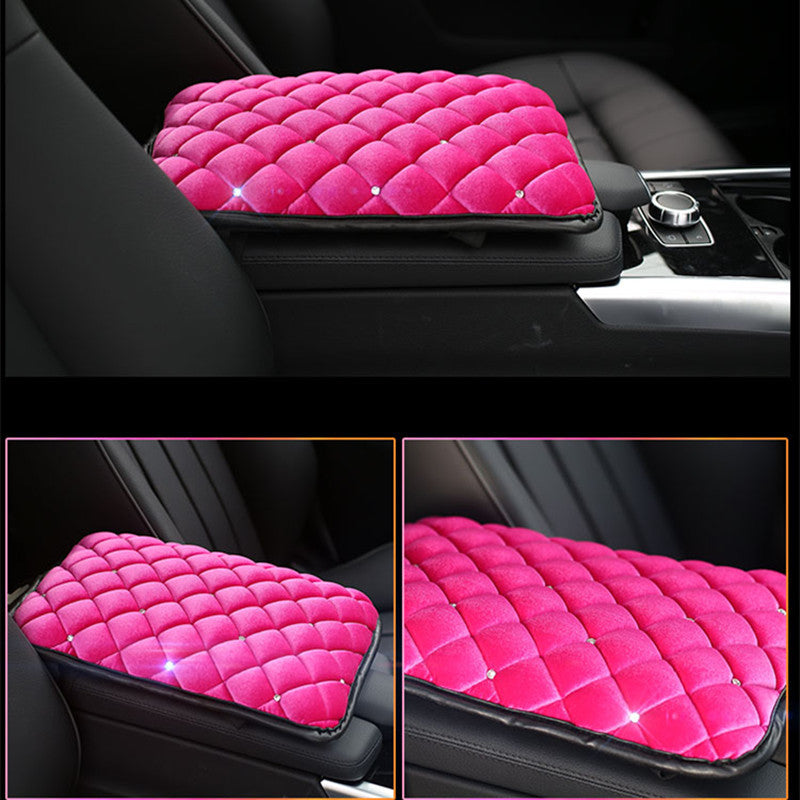 Pink Velvet Bling Car Center Console Cover with Rhinestones – Carsoda