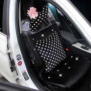 A Polka Dots Bone Shaped Car Headrest Pillow with Flower - Carsoda - 4