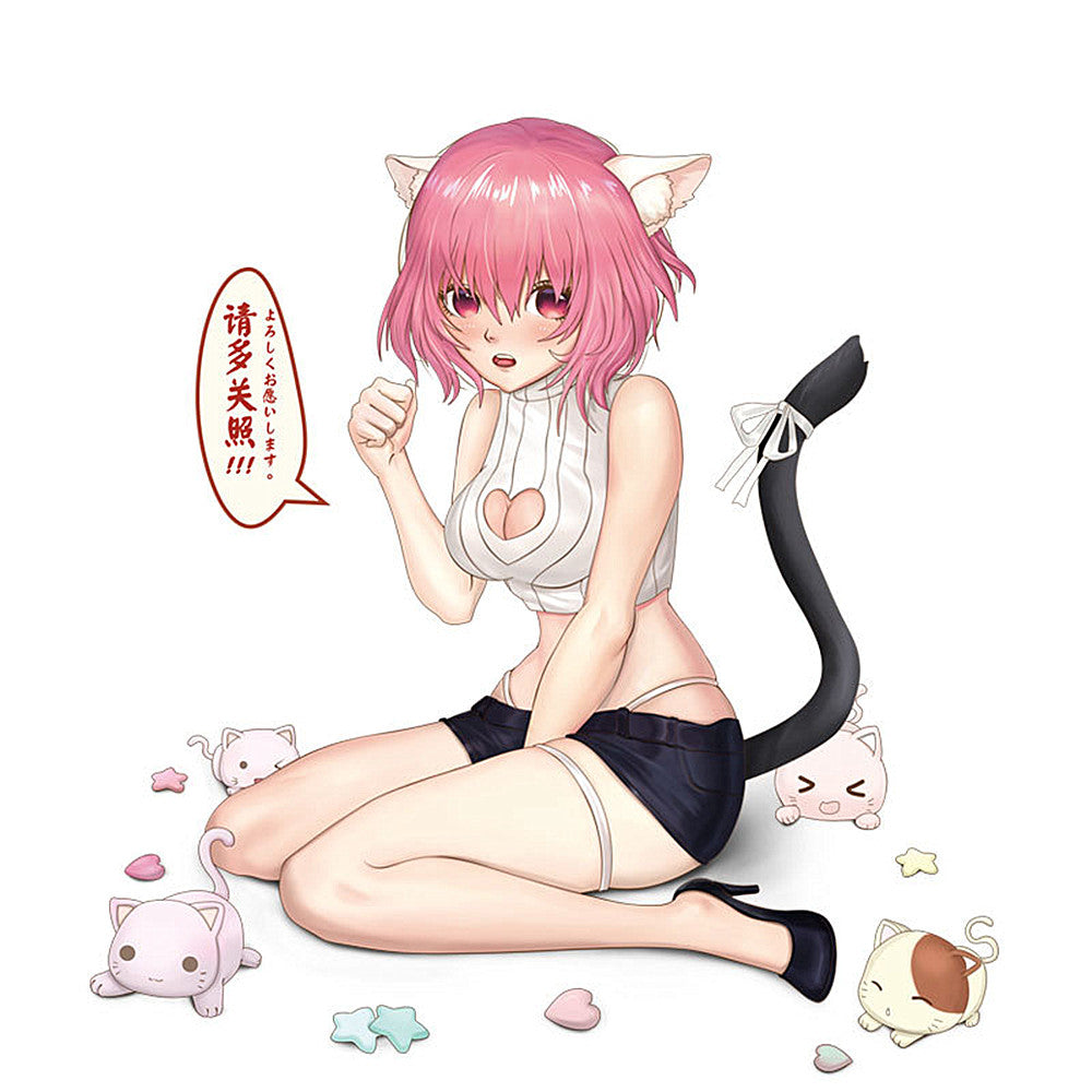 Anime Car Decal Pink Hair Cat Girl Cartoon Car Accessories for Teens