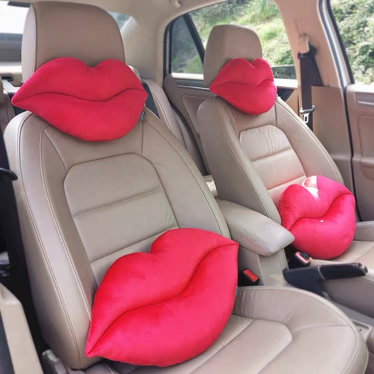 Red lip Black Mustache Headrest Pillow (1pc)