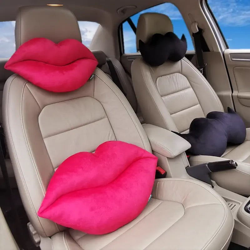 Red lip Black Mustache Headrest Pillow (1pc)