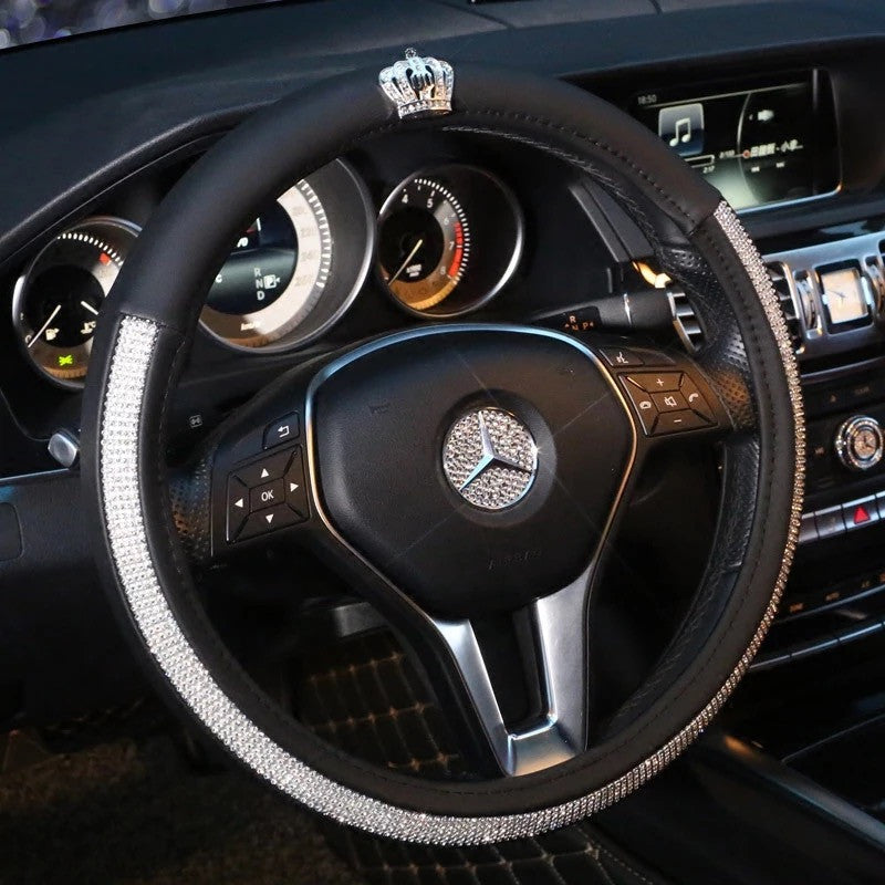 Bedazzled Steering Wheel Cover with Bling Crown