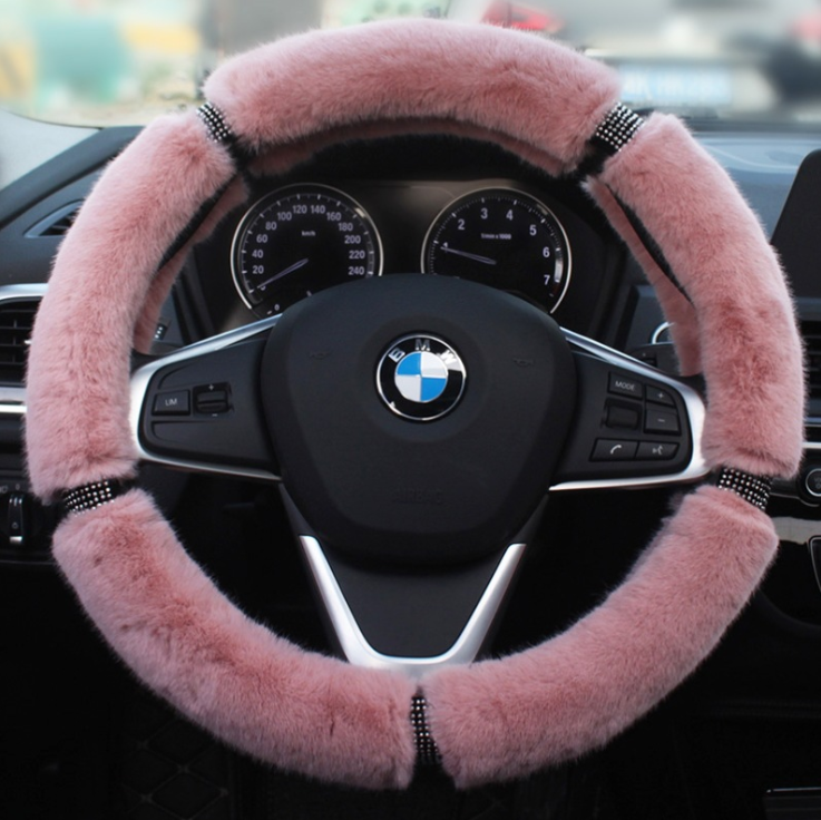 Pink Fluffy fur Sherpa Steering wheel cover for Winter