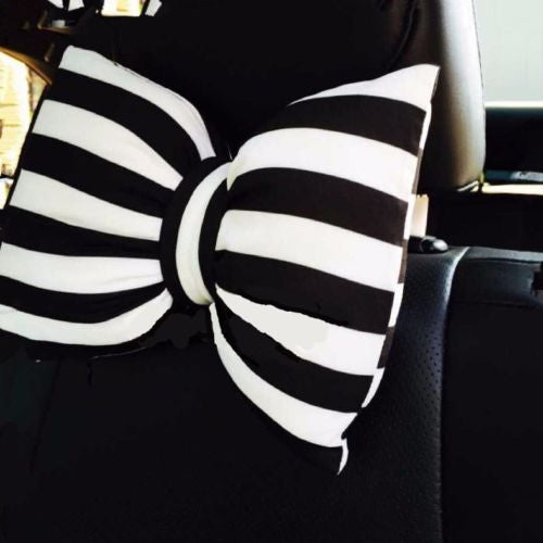 Stripe Bow Shaped Car Seat Headrest Pillow - Carsoda - 2