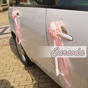 Wedding Car Decoration- Pink Heart Shape Roses for Limousine Door Side - Carsoda - 2