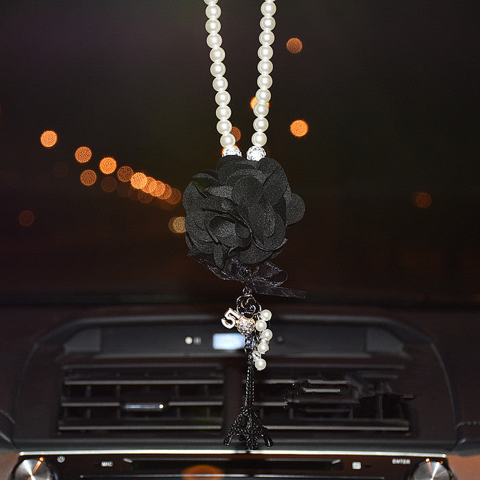 Car Mirror Charm-Flower and Eiffel Towel Rear View Mirror Pendant - Carsoda - 3